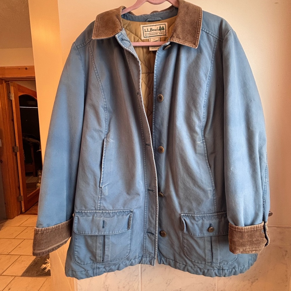 L.L. Bean Men's Blue and Brown Military Jacket Barn Jacket vintage